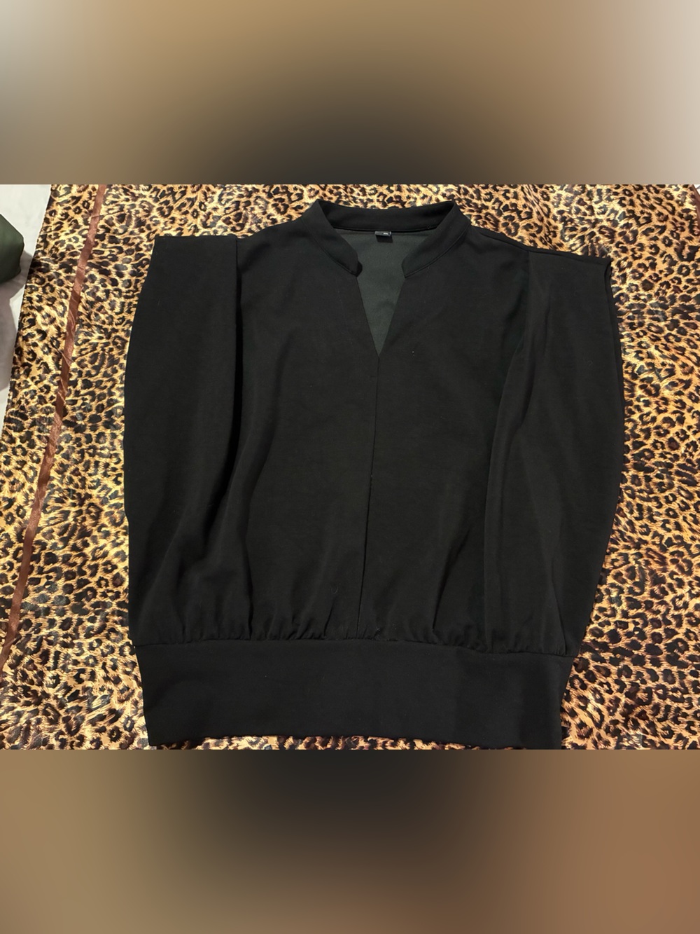Cider Black Knit Top with V-Neck Detail